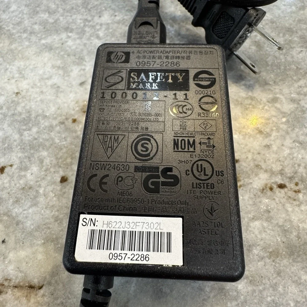 HP AC Power Adaptor‎ Cord 0957-2286 HP Printer Tested Works